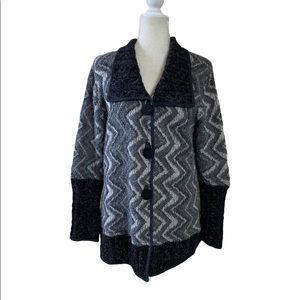 Caamano Peruvian Alpaca Geometric Print Cardigan Size Small